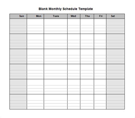 Blank Schedule Template 6 Download Free Documents In Pdf Word