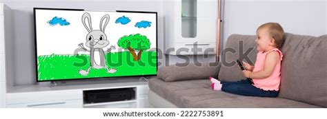 Baby Watching Tv Cartoon Small Child Stock Photo 2222753891 Shutterstock