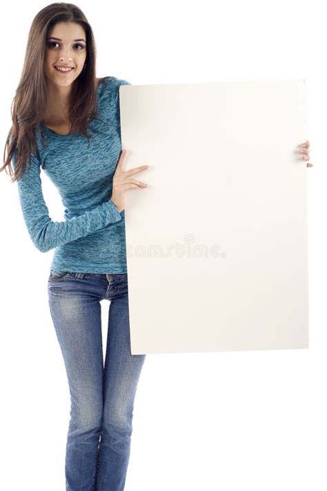 Beautiful Woman Holding A Sign Royalty Free Stock Image Image