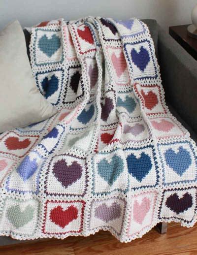 Scrap Hearts Afghan Crochet Pattern Maggies Crochet