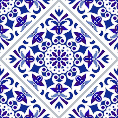 Portuguese Azulejos Blue And White Tile Pattern Digital Art By