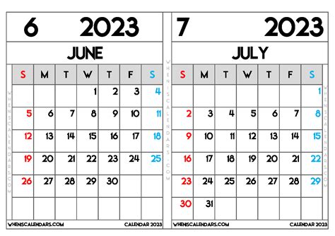 May June July August 2023 Calendar Printable