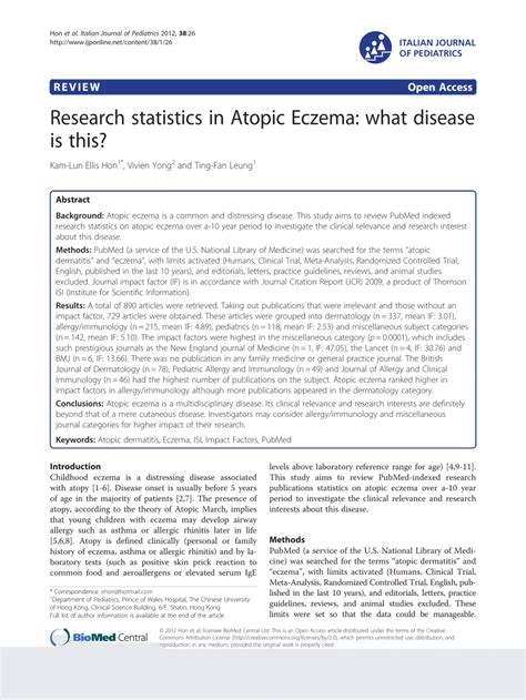 Pdf Research Statistics In Atopic Eczema What Disease Is This