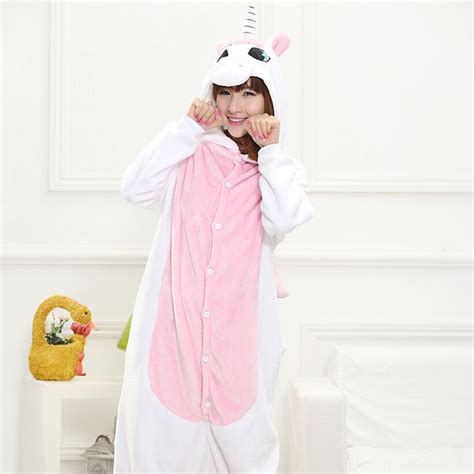 Pink Unicorn Pajama Set Women Men Unisex Adult Animal Pijama Flannel