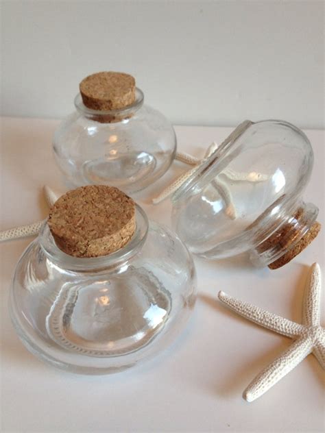 Small Glass Jar With Cork Home Decor Beach Wedding Favor Etsy