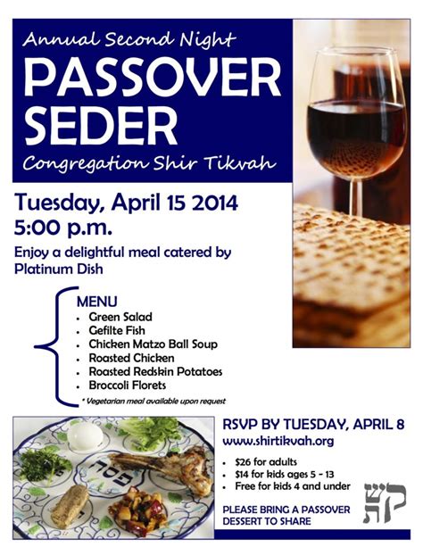 Second Night Passover Seder At Congregation Shir Tikva Central