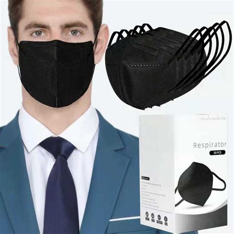 Black Color Kn95 Protective 5 Layer Face Mask Disposable Respirator Bfe 95 Medical Supply All
