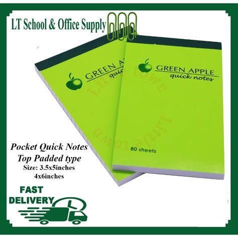 Green Apple Pocket Notebook Top Padded Type 80 Sheets Shopee Philippines