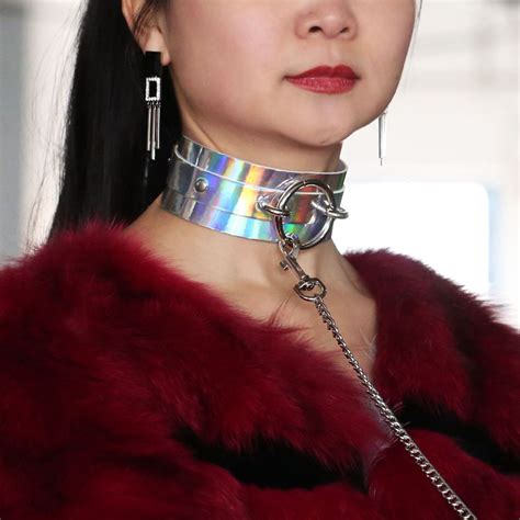 Kmvexo Pu Leather Long Harness Choker Necklace Gift For Women Bdsm Choker Rivets Metal