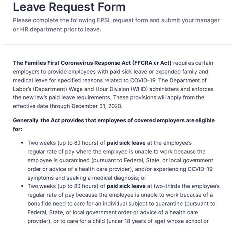 Covid 19 Emergency Paid Sick Leave Request Form Template Jotform