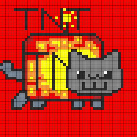 Tnt Nyan Cat Kandi Pattern Nyan Cat Pixel Art Templates Pixel Art