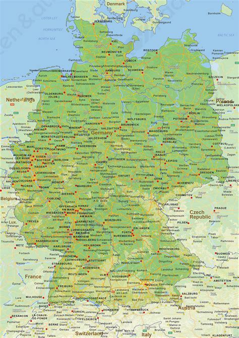 At phantasialand, vacation is close by! Digitale Natuurkundige landkaart Duitsland 1461 | Kaarten ...