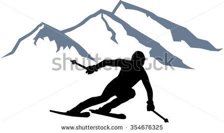 Skier Silhouette Vector Image Download Free Vector Art Free Vectors Free Art Free Vector