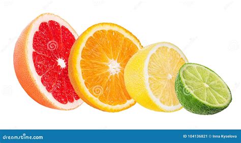 Citrus Fruit Set Orange Grapefruit Lime Lemon Isolated On White