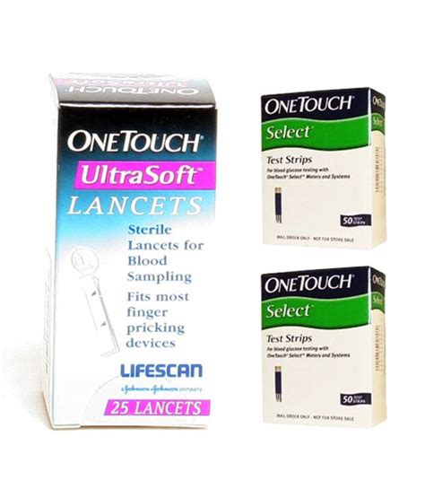 Buy One Touch Select 100 Test Strip With 25 Lancet Combo Online ₹2165