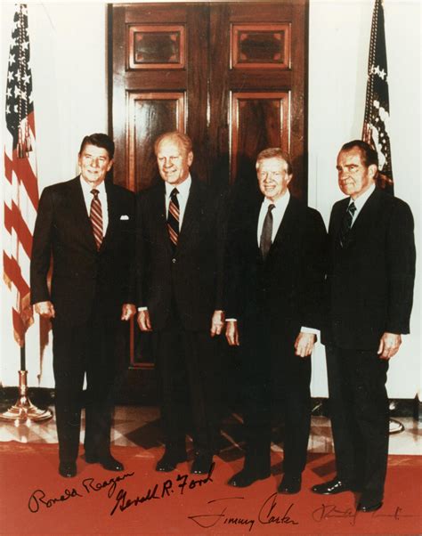 lot detail four presidents phenomenal signed 8 x 10 color photo w reagan nixon carter
