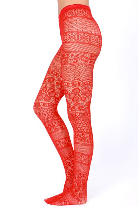 Sexy Red Tights Fishnet Tights 1200