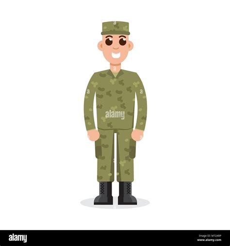 Man Us Army Soldiers In Camouflage Vector Illustration Stock Vector