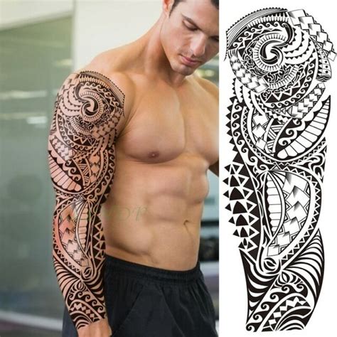 Waterproof Temporary Tattoo Sticker Totem Geometric Full Arm Large Size