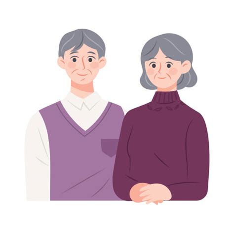 Cartoon Of The Asian Old Couple Illustrations Royalty Free Vector