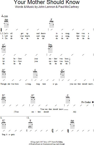 Your Mother Should Know Ukulele Chords Lyrics ZZounds