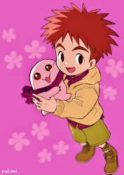 Izumi Koushirou Tachikawa Mimi Digimon Absurdres Highres Boy Girl Brown Eyes Brown
