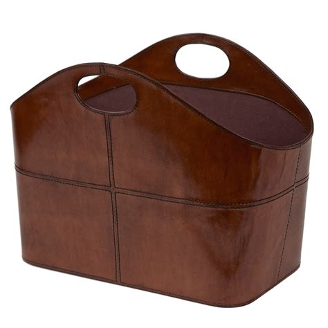 Leather Storage Basket Curved