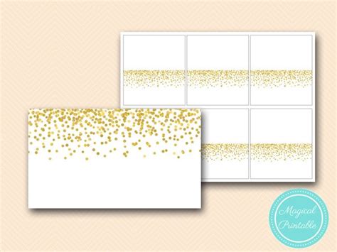 Gold Confetti Food Labels Editable Instant Download Tent Style Labels
