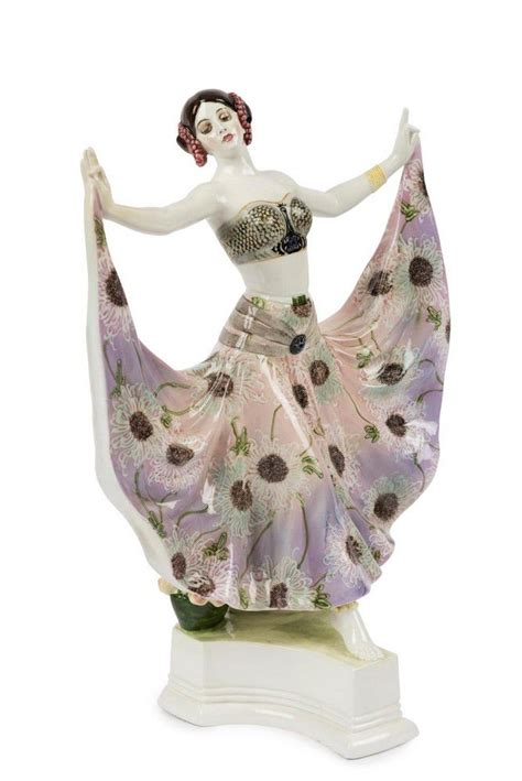 Austrian Art Deco Dancing Woman Statue Goldscheider Ceramics