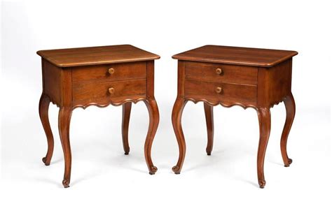 A Pair Of French Provincial Style Double Drawer Bedside Tables