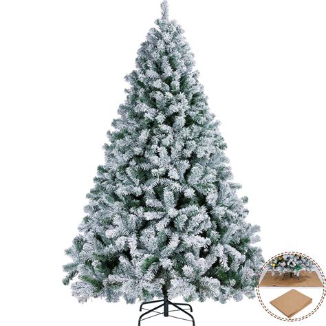 75 Pre Lit Flocked Artificial Snow Frosted Christmas Tree With