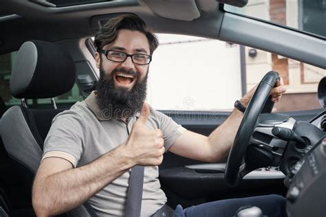 Driver Man Paying Attention To Road Stock Image Image Of Holding