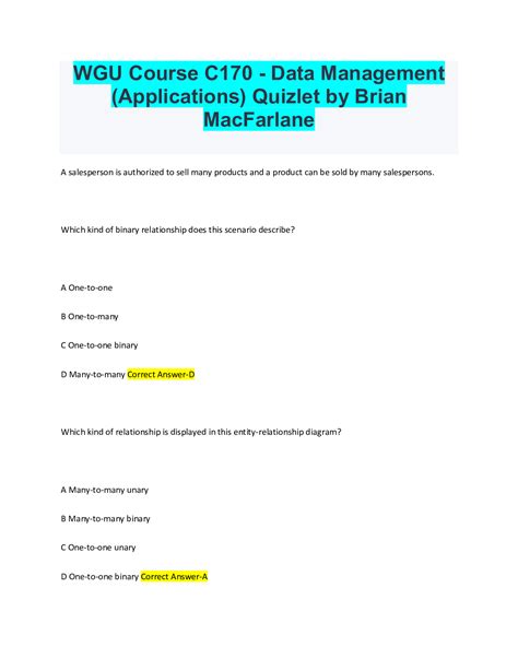 Wgu Course C170 Data Management Applications Quizlet By Brian
