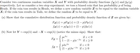 Solved Consider Two Continuous Random Variables X And Y With Chegg Com