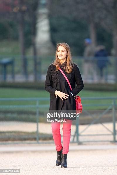 Actress Jessica Alba Sighting At The Jardin Du Luxembourg On March 1