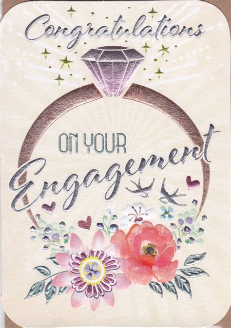 Engagement Ring And Flowers On Your Engagement Card Karenza Paperie