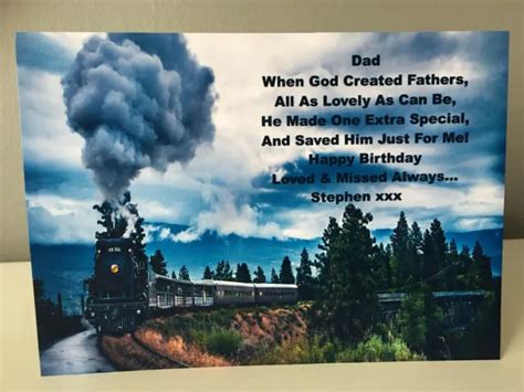 Personalised Happy Birthday Dad 7x5 Grave Cardlaminatednew Trains