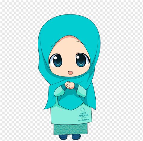 Woman Wearing Teal Hijab And Abaya Dress Illustration Muslim Islam