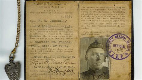 Official Credentials For Cid Investigator During World War I