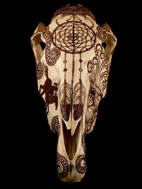 Horse Skull Hand Painted With Henna
