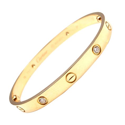 Cartier Love Four Diamond Gold Bangle Bracelet At 1stdibs