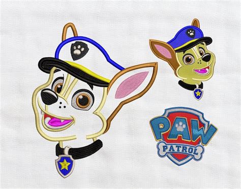 Chase Puppy Applique Embroidery Designs Chase Paw Patrol Etsy