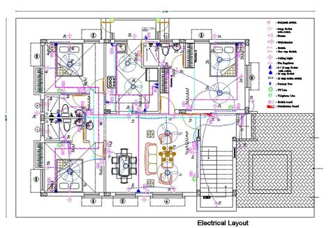 3 Bhk House Electrical Layout Plan Cad Drawing Dwg Fi