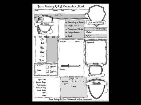 Dark Dungeons And Endless Adventures Basic Fantasy Rpg Character Sheets