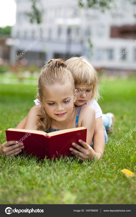 Adorable Cute Little Girl Reading Book Stock Photo Image