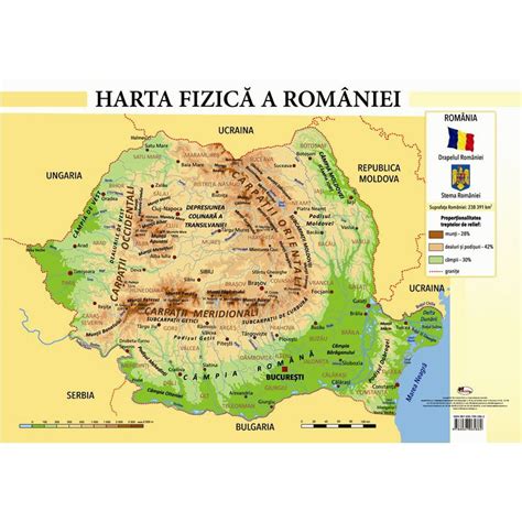 Harta Fizica A Romaniei Plansa A4 Emagro