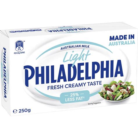 Philadelphia Light Cream Cheese Block 250g Woolworths