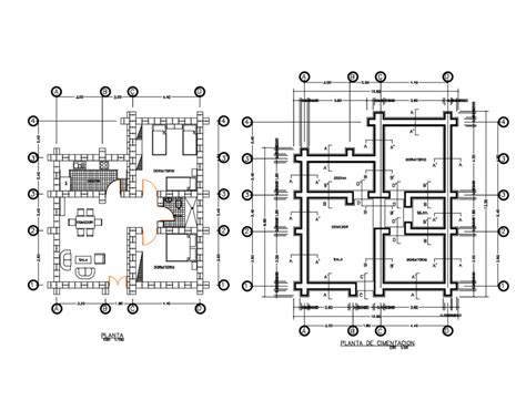 Foundation Plan And Layout Plan Details Of Single Story House Dwg File