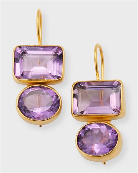 Dina Mackney Double Amethyst Drop Earrings Neiman Marcus