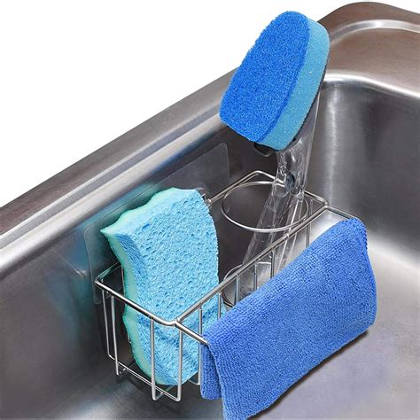 Adhesive Stainless Steel Sponge Holder Brush Holder Dish Cloth